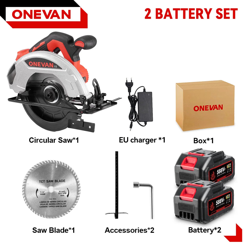 ONEVAN 4000W Brushless Electric Circular Saws 7Inch 185mm Cordless Electric Cutting Woodworking Tool For Makita 18V Battery Pin