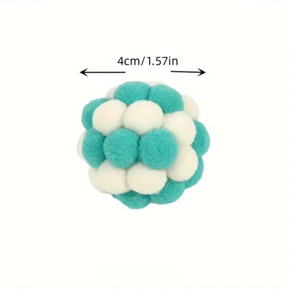 4pcs Macaron Plush Cat Balls with Jingle Bells - Interactive Play and Exercise Toys for Indoor Cats