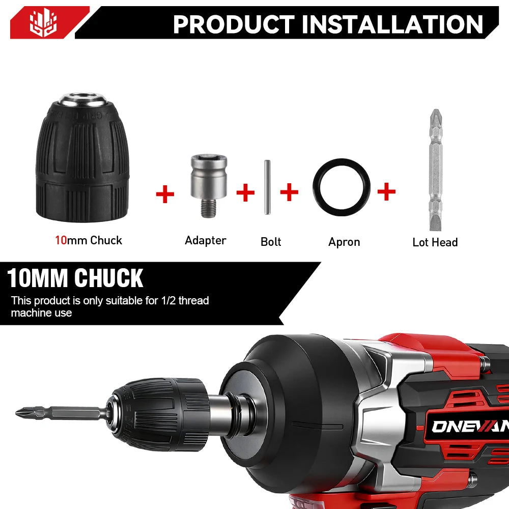 ONEVAN Borstelloze 2800 N.m Elektrische Slagmoersleutel 1/2 Inch 5 Versnellingen Snoerloze Sleutel Elektrisch Gereedschap voor Makita 18V Accu Pin