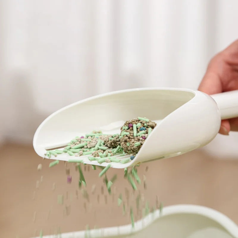 2 in 1 Cat Litter Scoop with Base Wall-mounted Cat Cleaning Shovel Durable Mesh Kitten Litter Cleaner Pet Cleaning Tools