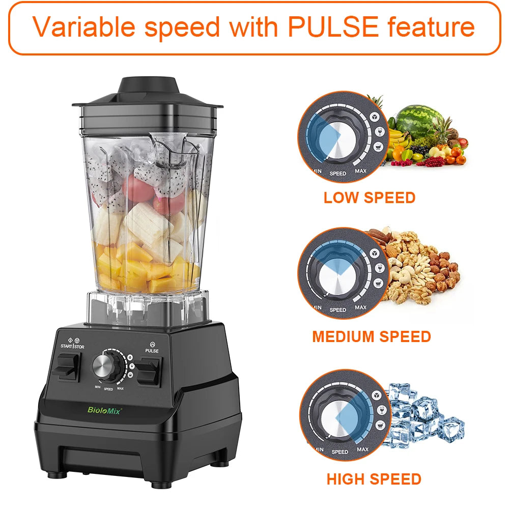 Mini mixeur BioloMix Pro, moteur 1800 W, bol principal 1,8 L, gobelet portable 0,6 L, sans BPA, extracteur de jus, préparateur de smoothies et moulin robuste