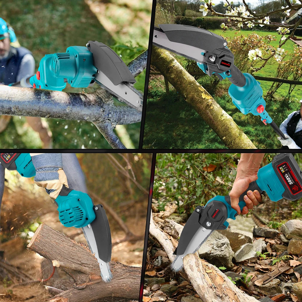 ONEVAN 3500W 6 Inch Brushless Electric Chainsaw Cordless Portable Electric Saw Woodworking Power Tool For Makita 18V Battery Pin
