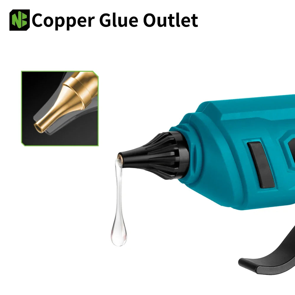 NEWBENY 280°C 100W Electric Hot Melt Glue Gun Cordless Home Graft DIY Repair Tool with 10pcs Glue Sticks for Makita Battery Pin