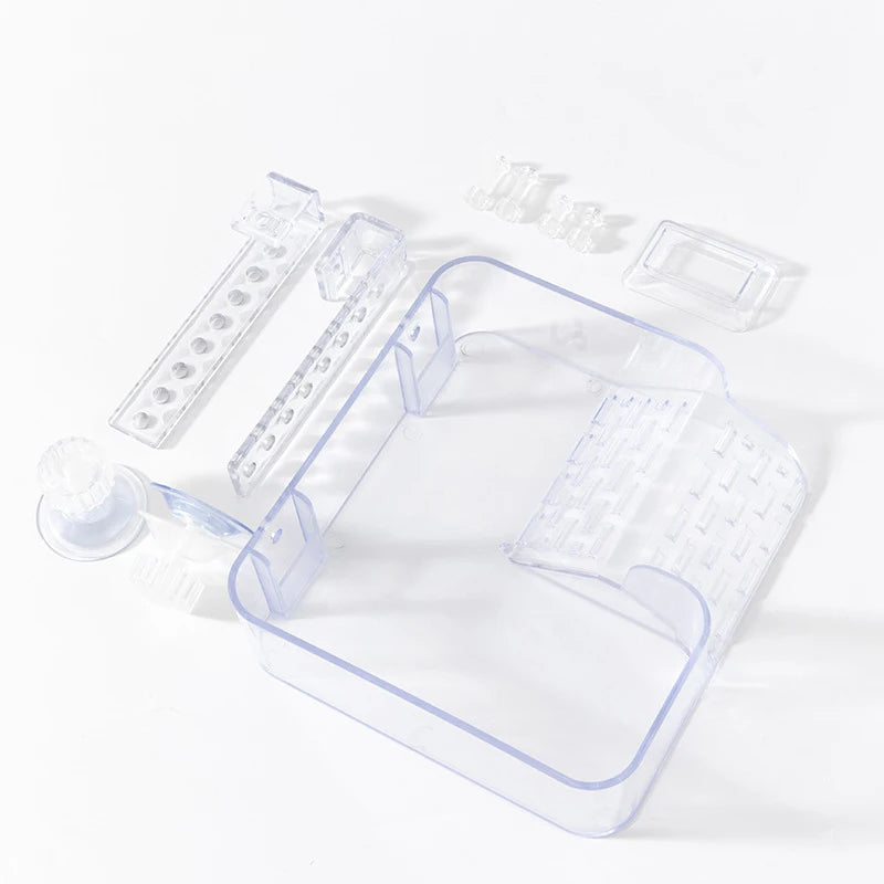 Acrylic Turtle Climbing Basking Tortoise Sun Drying Platform Transparent Turtles Floating Basking Platform with Feeding Area