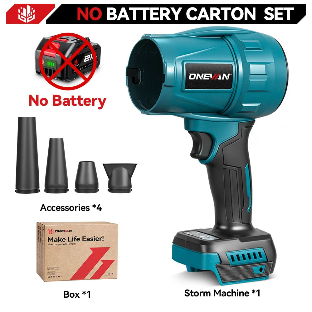 ONEVAN Brushless 300000RPM Electric Air Blowers Turbo Blower 350M/S Leaf Blower Dust Blowing Tool for Makita 18V Battery Pin