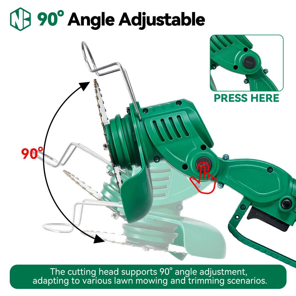 NEWBENY Ensemble d'outils de jardinage 3-en-1 : tondeuse à gazon sans fil, tronçonneuse électrique et coupe-bordures télescopique pour batterie Makita 21V
