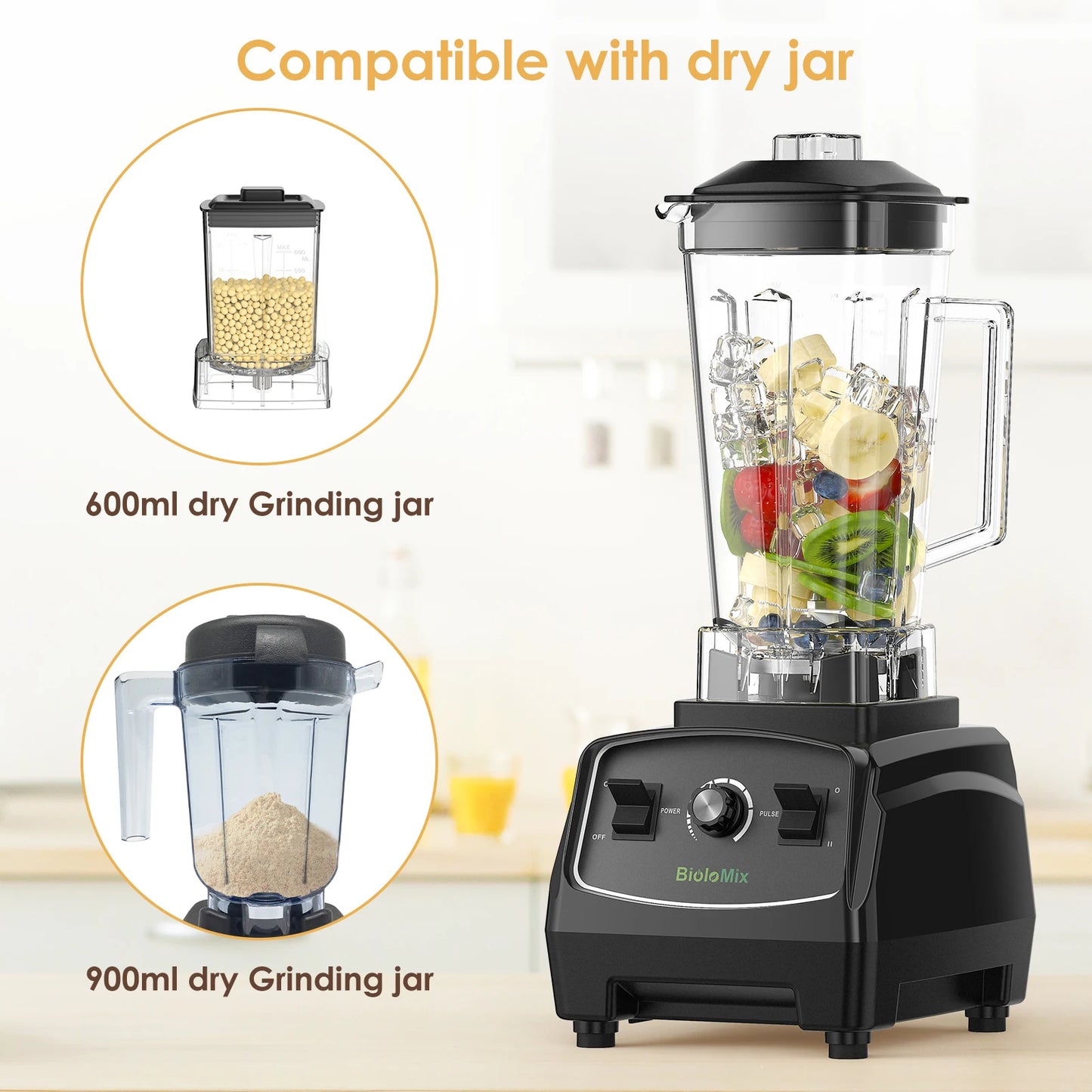 900ml Jar Compatible with Biolomix Blenders T5200 G5200 T5300 - Ideal for Dry Ingredients