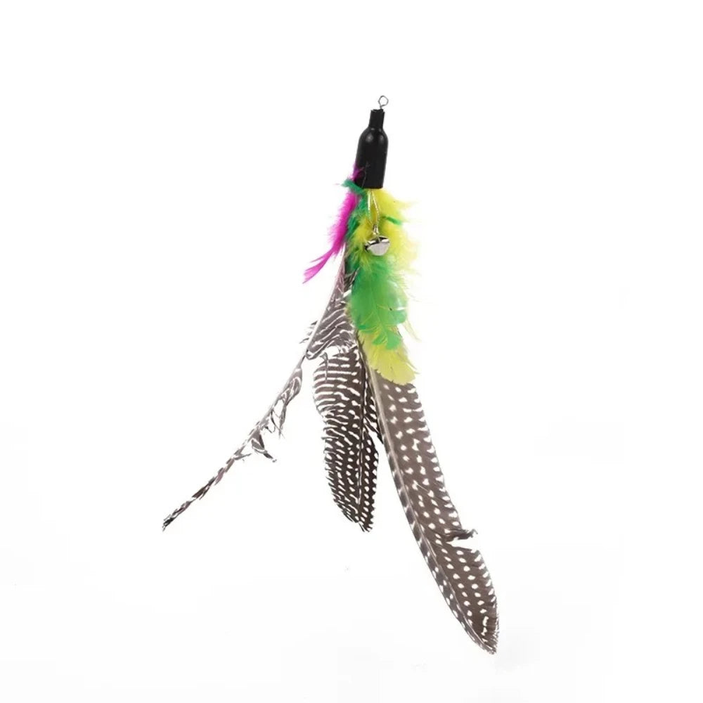 2pcs Pet Cat Toy Large Pearl Feather Bell Fishing Rod Replacement Head Funny Cat Stick Interactive Toy Cat Toys Interactive