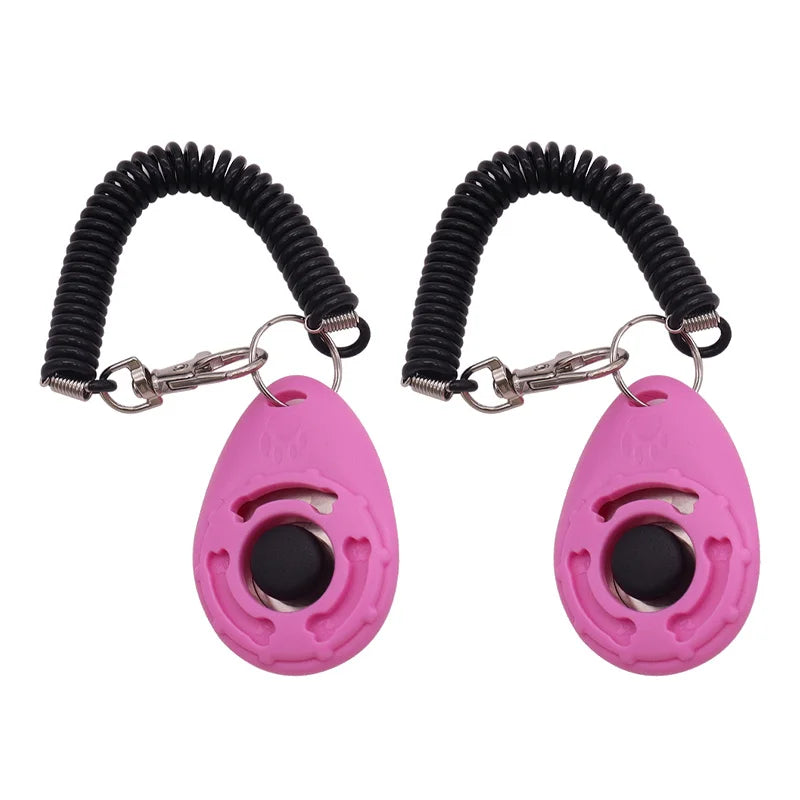 2pcs Dog Training Clicker Pet Cat Plastic Dogs Click Trainer Aid Tools Adjustable Wrist Strap Sound Key Chain Dog Supplies