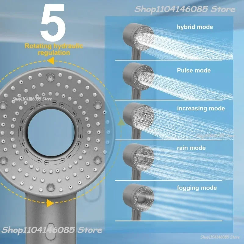 5 Modes Shower Head High Pressure Showerhead Portable Filter Rainfall Faucet Tap Bathroom Bath Home Bathroom Accessories