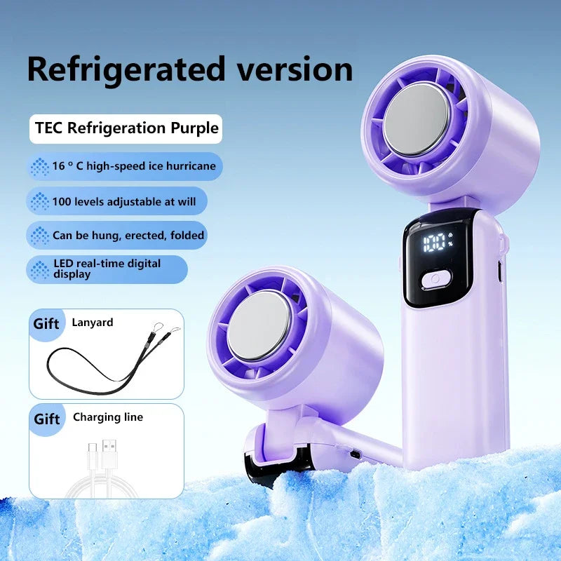Lenovo Ice Compress Handventilator Draagbare Buiten USB Digitaal Display Opvouwbare Koeling Hoge Snelheid Turbine Kleine Ventilator
