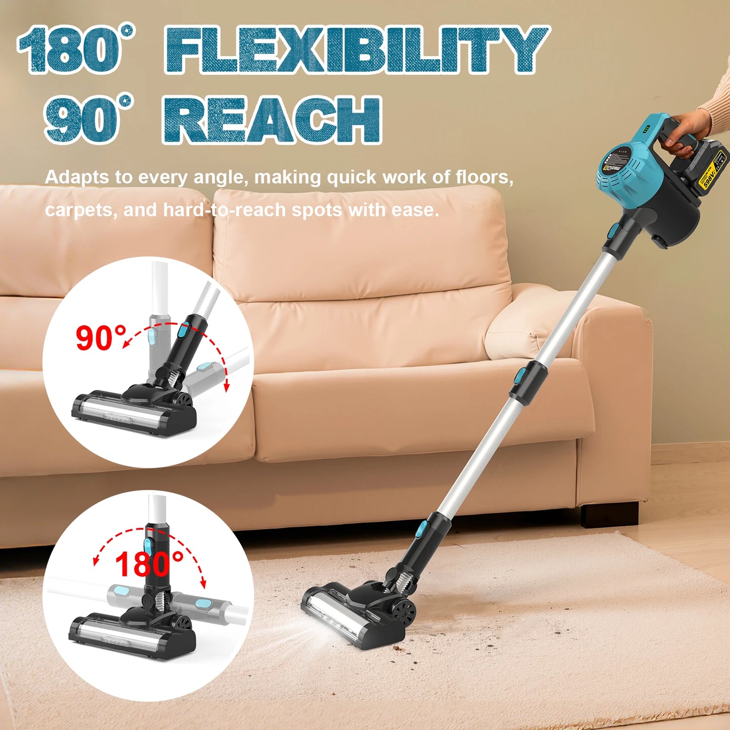Gisam 30Kpa Brushles Electric Vacuum Cleaner 1.5L Portable Dust Suction Household Cleaning Power Tool For Makita 18V Battery Pin