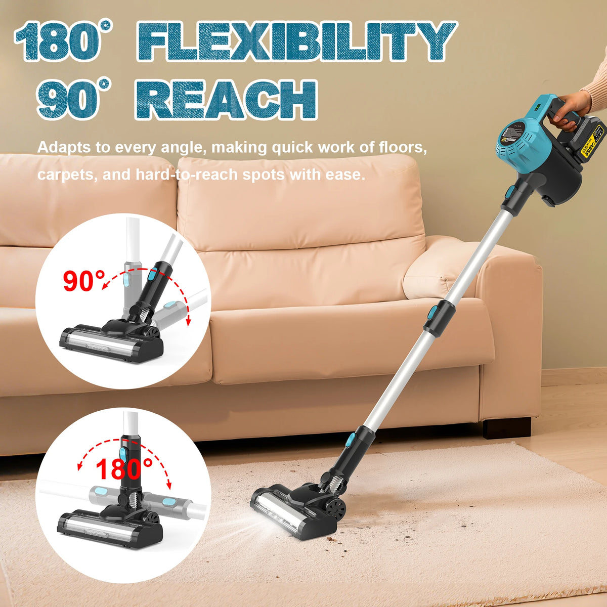 Aspirateur électrique sans balais Gisam 30Kpa, 1,5L, aspirateur à poussière portable, outil de nettoyage domestique pour batterie Makita 18V