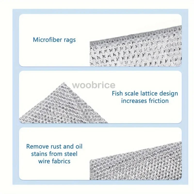 Cotton Kitchen Dishclothmetal Cleaning Cloth Home Cleaning Cloth Multifunctional Non-Scratch Wire Dishcloth Kitchen Supplies