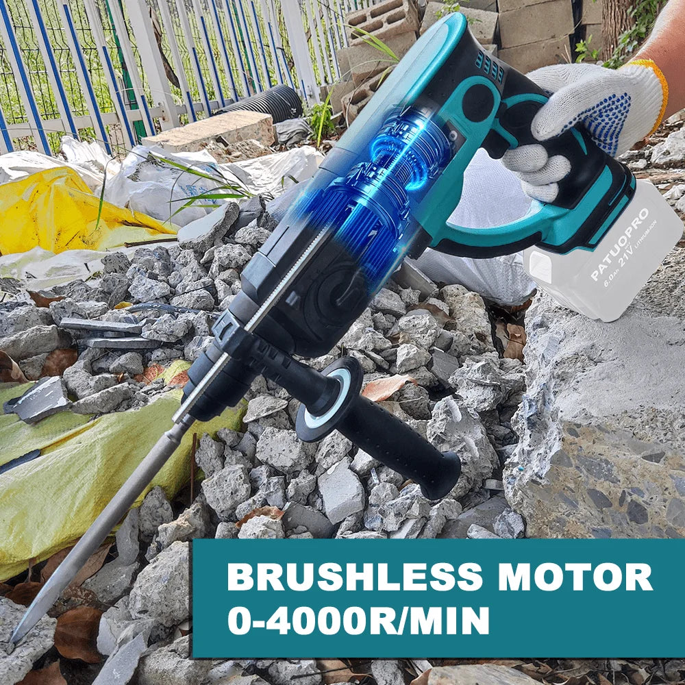3 Functions Cordless Electric Rotary Hammer – Rechargeable 28MM Hammer Drill Power Tool for Makita 18V Battery - Quality Shopping Centre