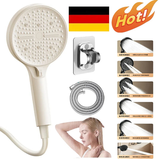High Pressure Filtered Shower Head 6 Modes Chlorine Removal Handheld Large Flow Water Saving SPA Showerhead for Bathroom Home