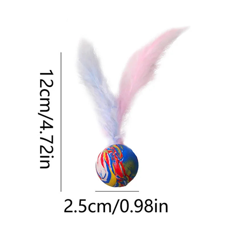 2pcs/set Cat Bouncy Balls Toy Interactive Pet Toy for Cats Kitten Funny Chasing Game Cat Feather Toys Cat Accessories