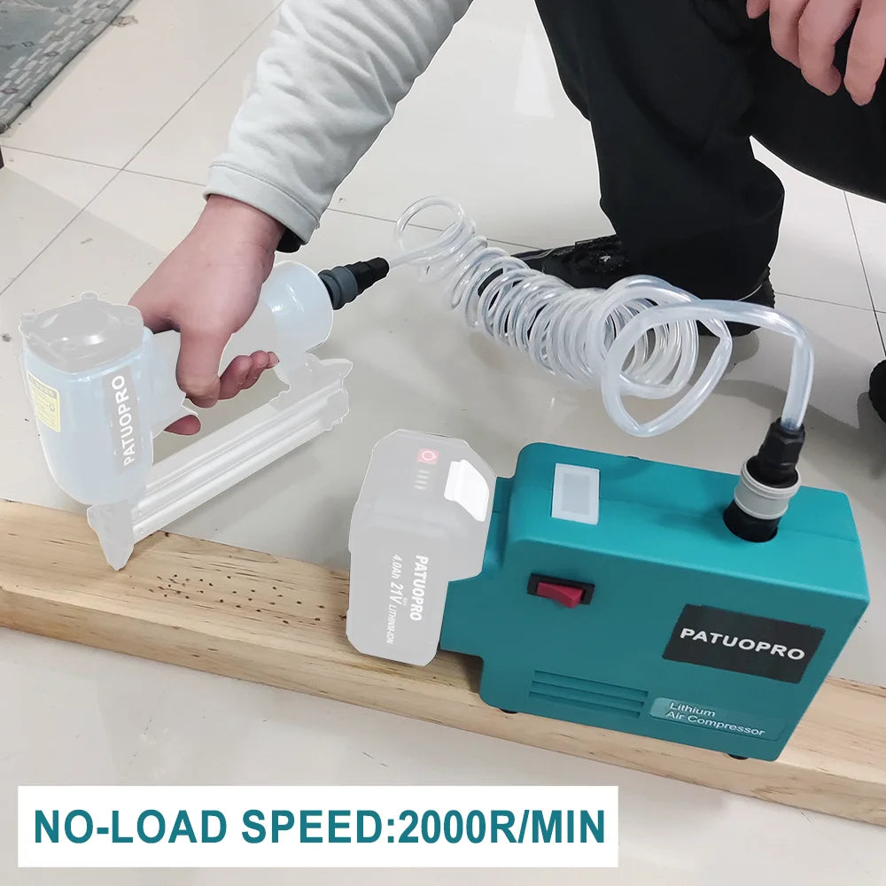 PATUOPRO Draagbare Elektrische Luchtcompressorpomp Hoge Druk Met Manometer Voor Houtbewerkingsspijkerpistool Voor Makita 18V Accu