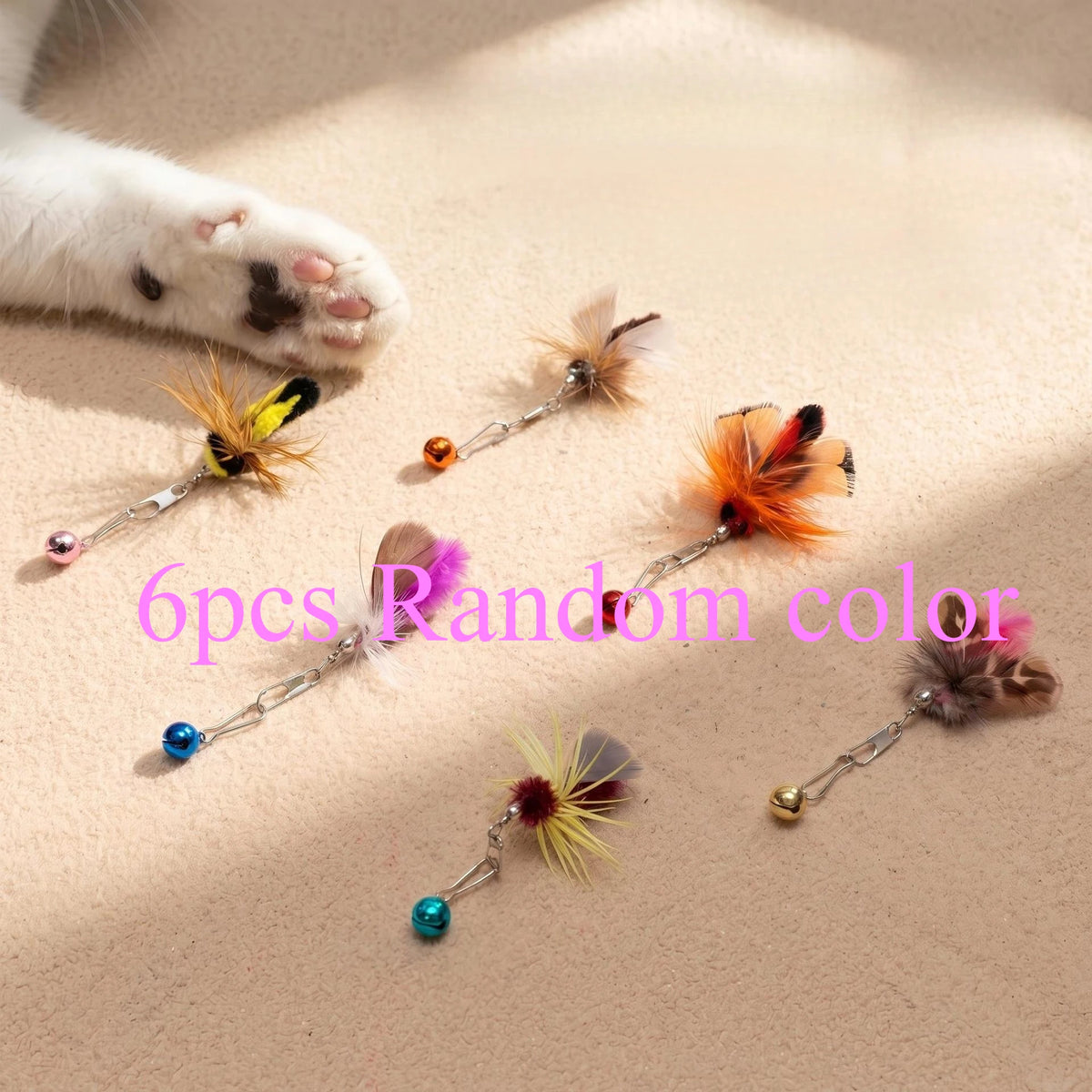 3/6pcs Simulation Insect Cat Teaser Stick for Change Heads Cat Toys Pet Toy Supplies