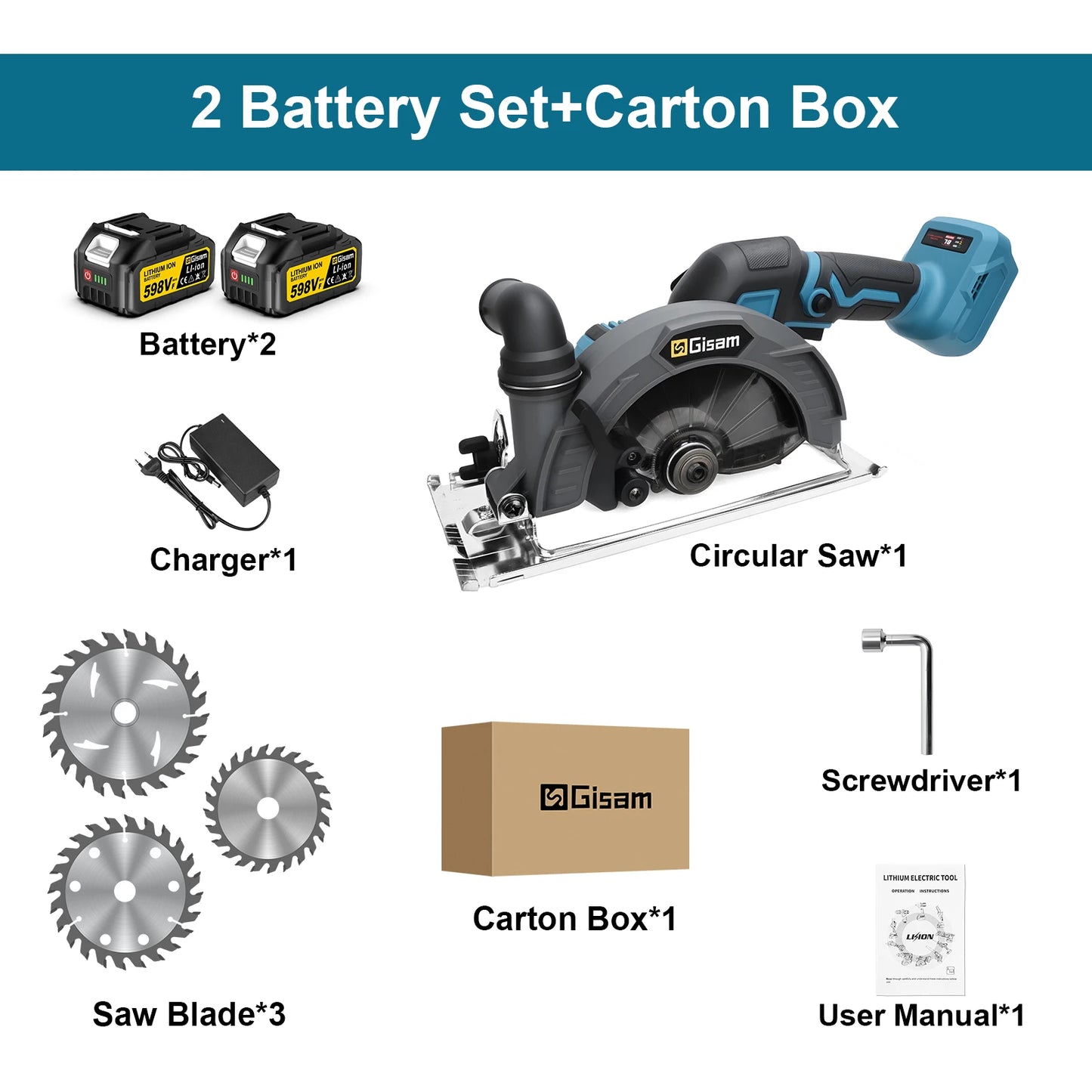 Gisam 165mm Brushless Electric Circular Saw 10000RPM Cordless Adjustbale Angle Woodworking Power Tool For Makita 18v Battey Pins