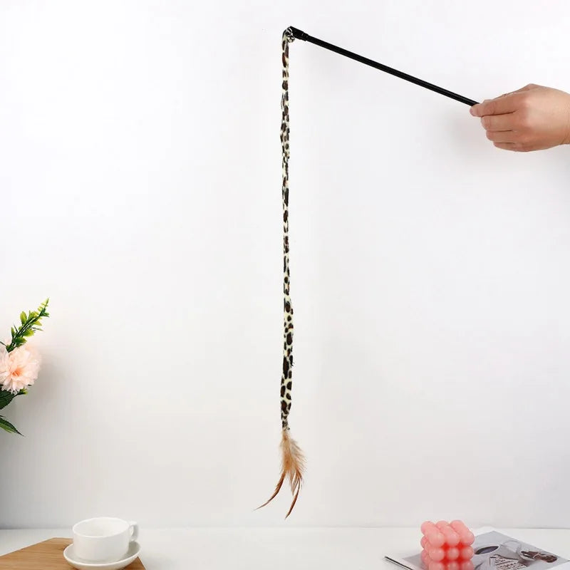 2PCs Cat Teaser Wand Toy Interactive Cat Stick toys with Artificial Feather Funny Kitten Playing Toys  Cat Accessories
