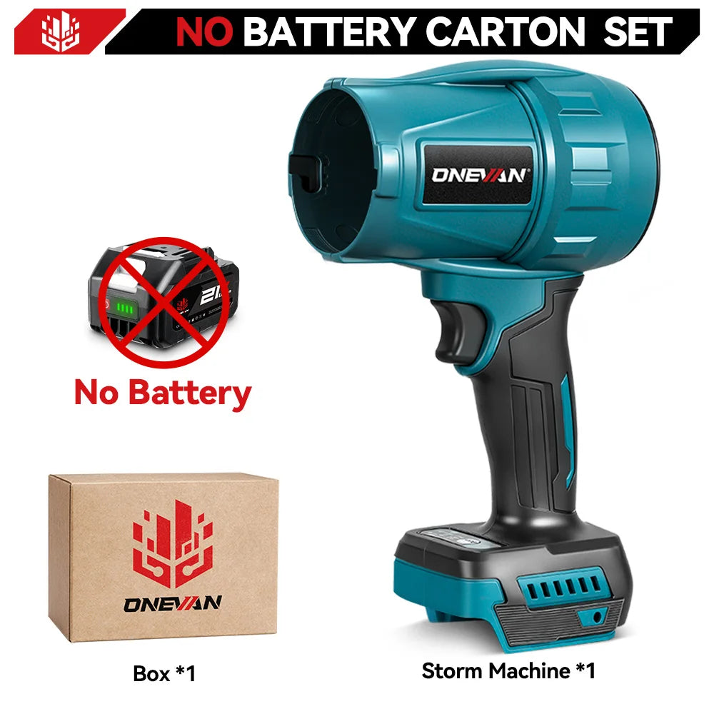ONEVAN Brushless 3500W Electric Turbo Blower Jet Fan 350M/S Violent Car Dryer Snow Dust Blowing Tool For Makita 18V Battery Pin