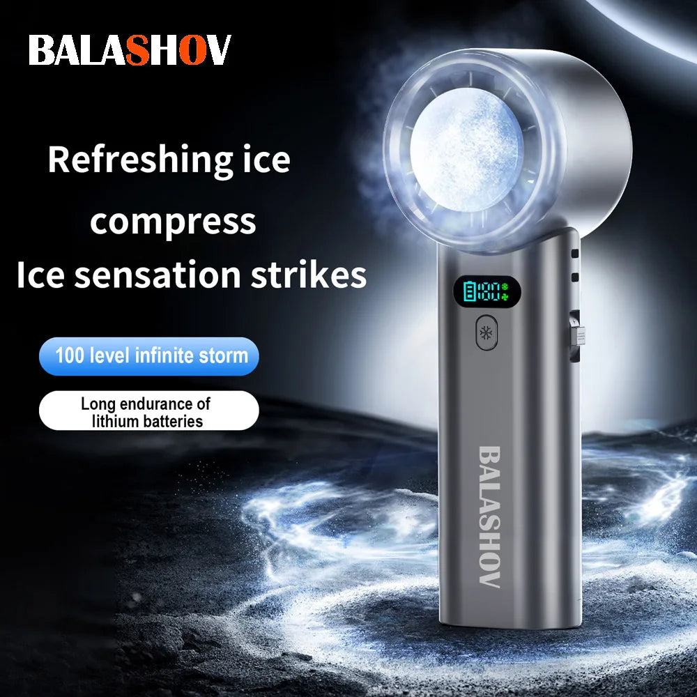 Portable Handheld Turbo Fan 100 Wind Speeds Adjustable Mini Personal Fan Battery Operated Fan Folding Handheld High-speed Outdoo