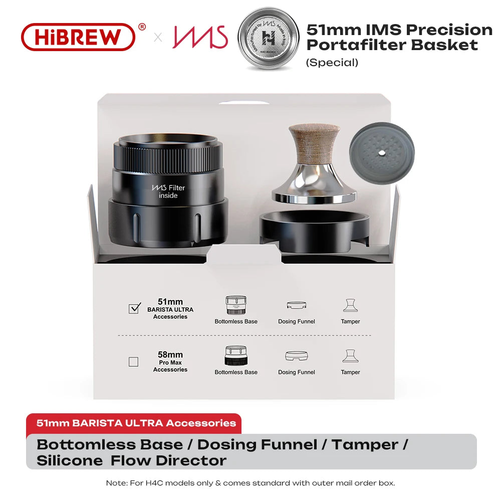 HiBREW H4C Portable Espresso Coffee Machine 51MM or 58MM Barista Bottomless Kit IMS Filter Basket Nes DG Capsule