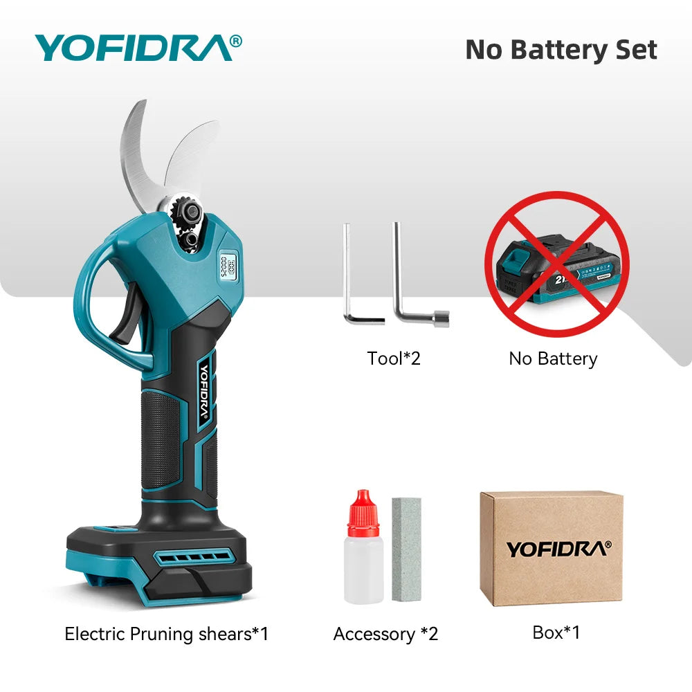 Sécateur électrique sans balais YOFIDRA 30MM, 2 vitesses, outil de taille sans fil pour branches d'arbres fruitiers, compatible avec batterie Makita 21V
