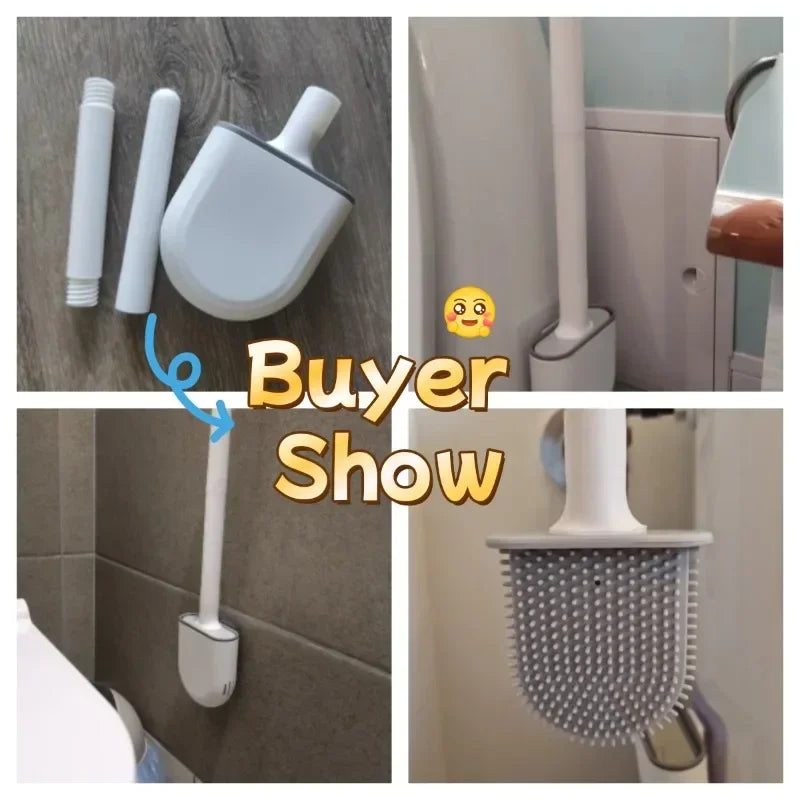 Silicone Toilet Brush Cleaner Wc for  Bathroom Cleaning Toilet Accessories Long Handle FlexibleCleaner Brush BathroomAccessories