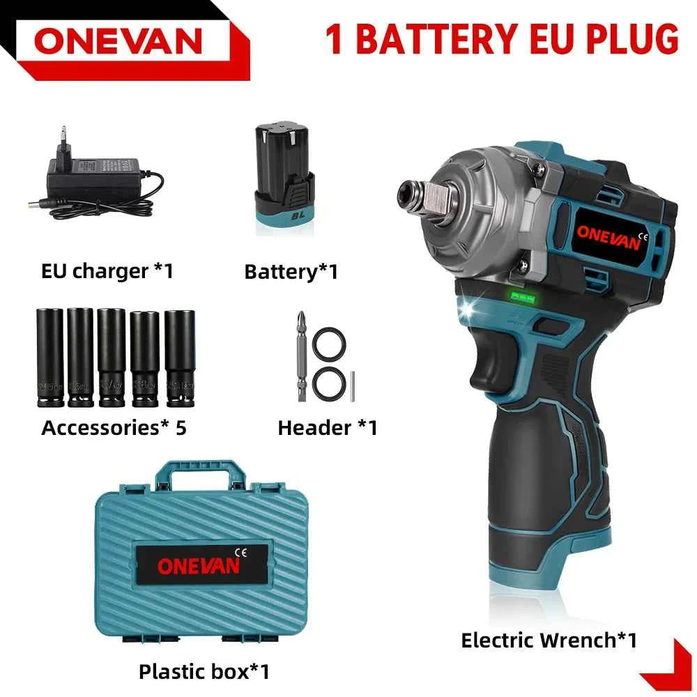 ONEVAN 500N.M Brushless Electric Impact Wrench 3in1 Cordless 1/2inch Wrench Screwdriver Drill Lithium-Ion Battery Power Tool