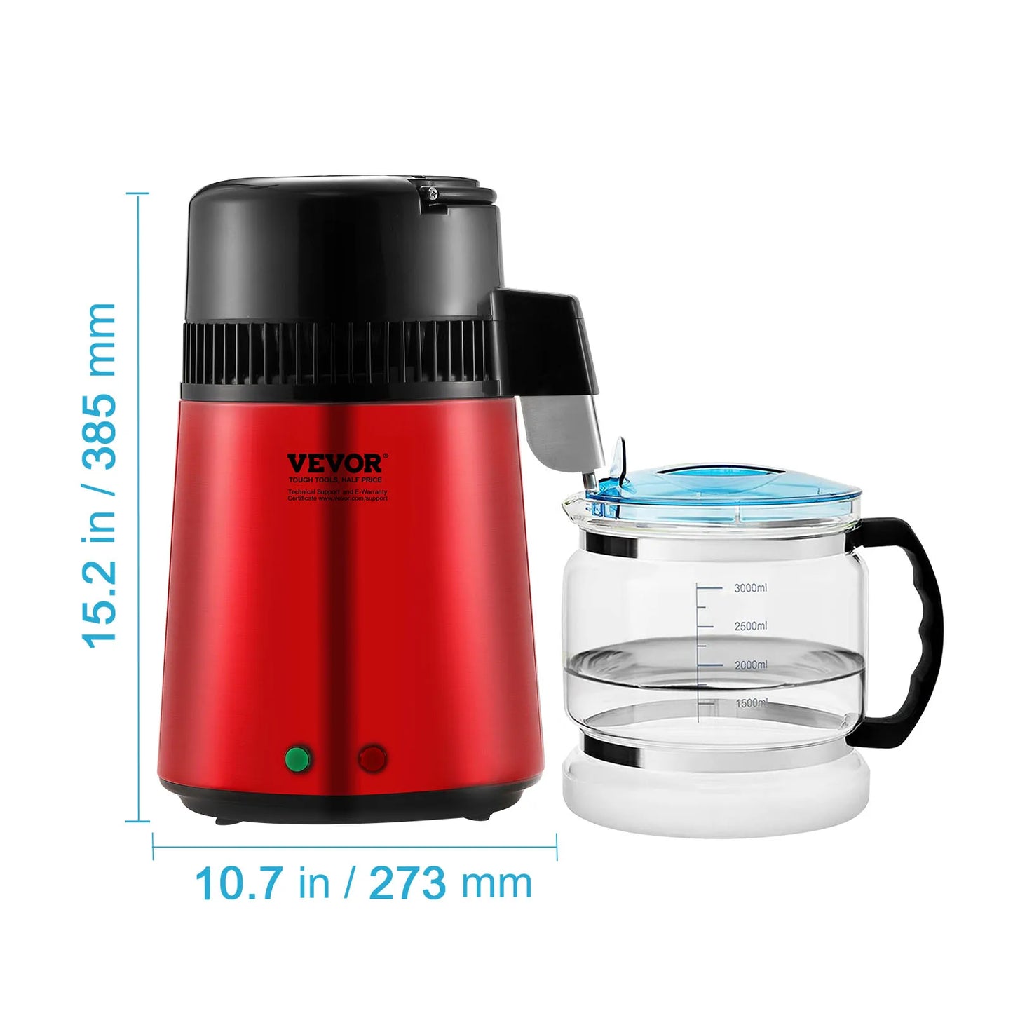 Succebuy Water Distiller 4L 1.05 Gallon Pure Water Purifier Filter For Home Countertop750W Distilled Water Maker Stainless Steel