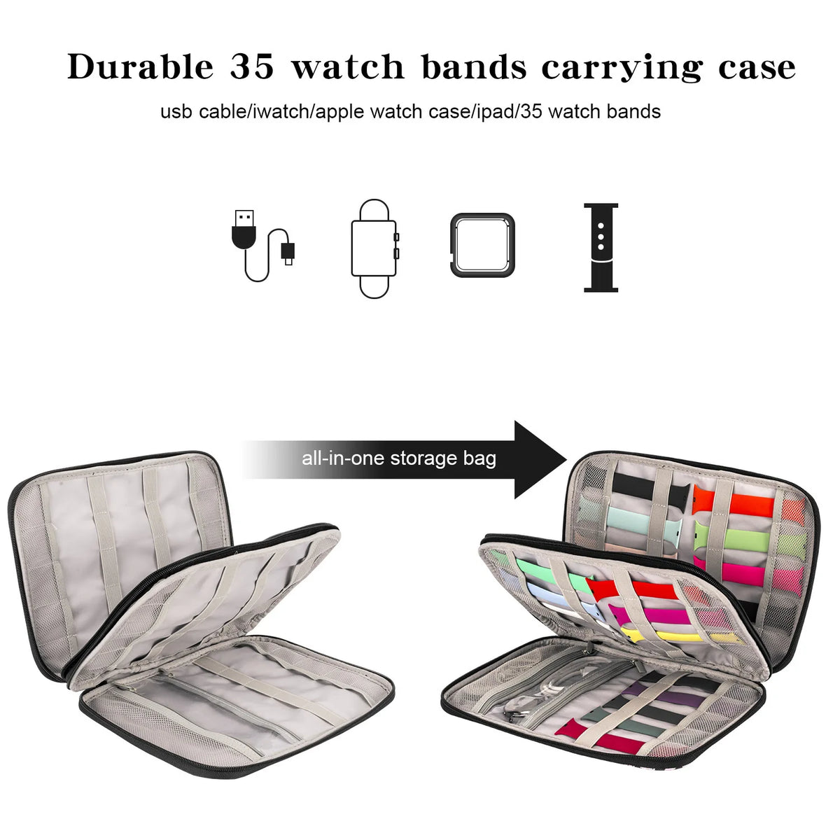 Watch Band Storage Case Watch Band Organizer Bag Watch Band Case Holder Carrying Case Compatible Watch Straps and Accessories