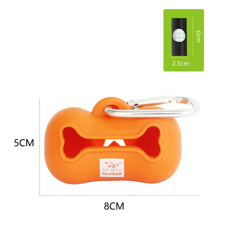 Silicone Dog Waste Bag Dispenser Durable Portable Dog Poop Bag Holder with 1 Roll Poop Bag Outdoor Pet Trash Bags Dispenser