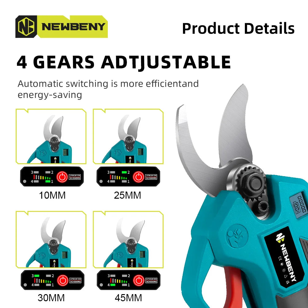 Sécateur électrique sans fil NEWBENY 30 mm, outil de taille pour branches d'arbres fruitiers, compatible avec batterie Makita