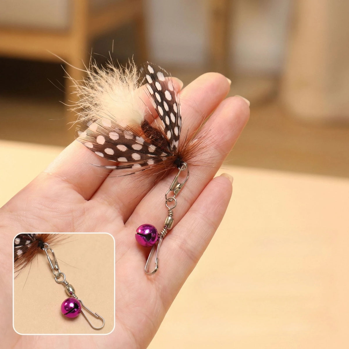 1/2 stuks insectenaccessoires kattenhengel vervangende kop met veren interactief kattenspeelgoed
