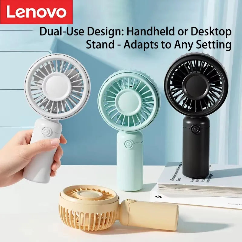 Lenovo Mini Fan Portable USB Rechargeable Quiet Fans Table Makeup Eyelash Cooler Kids Outdoor Office Travel Air cooler Fan