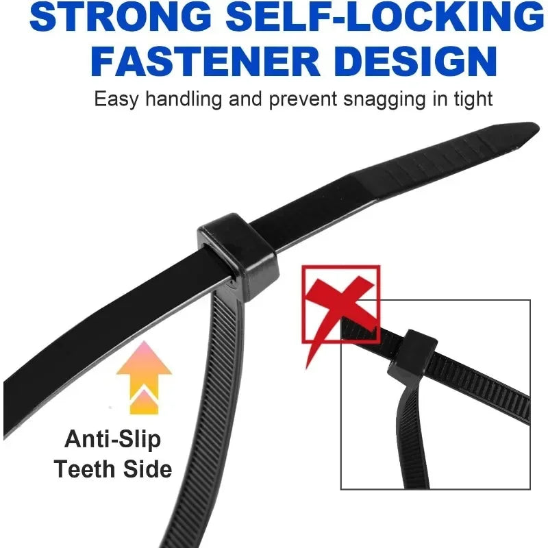 Cable Ties Reusable Plastic Flanges Ties Cable Plastic Nylon Cable Ties Organizer Clamp Self-locking Office Wire Zip Wholesale
