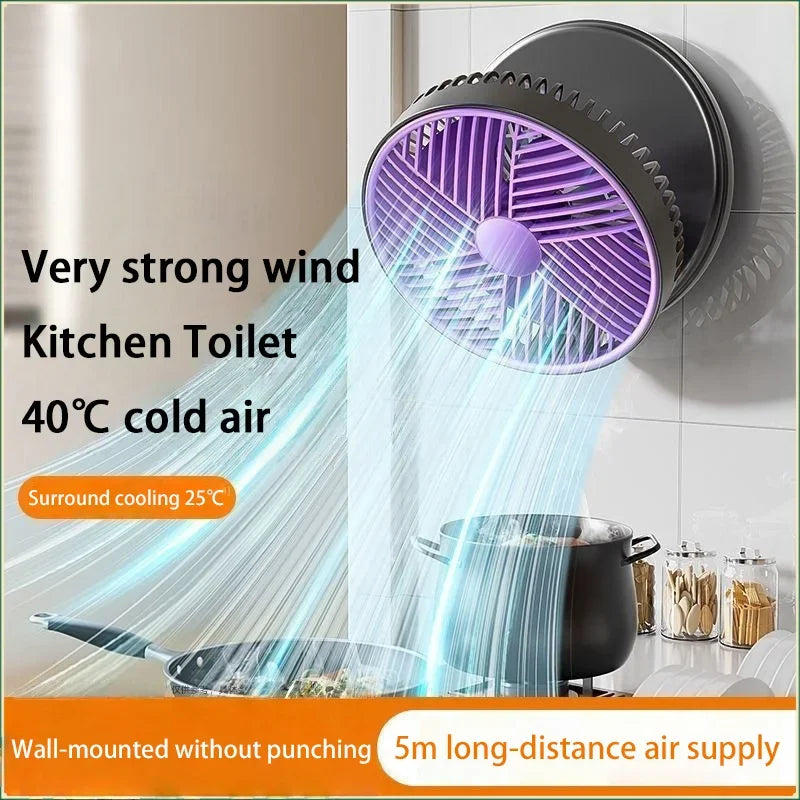 Lenovo 3 In 1 Electric Fan Rechargeable Small Folding Cycle Desktop Wall-mounted Small Fan Dormitory Toilet Cold Wind Summer Fan