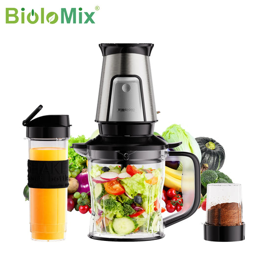 BioloMix 700W Compact Kitchen Blender 3-in-1 Juicer Food Processor and Dry Grinder Perfect for Making Fresh Juices Dips