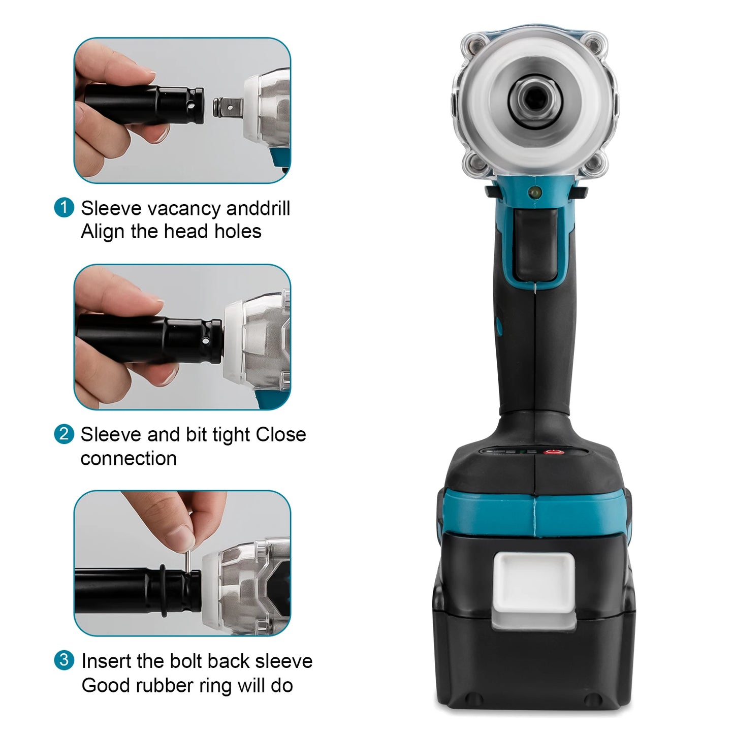 Gisam 520n.M Brushless Electric Impact Wrench 1/2 In Li-on Battery for Automotive Repair Power Tools for Makita 18V Battery Pins