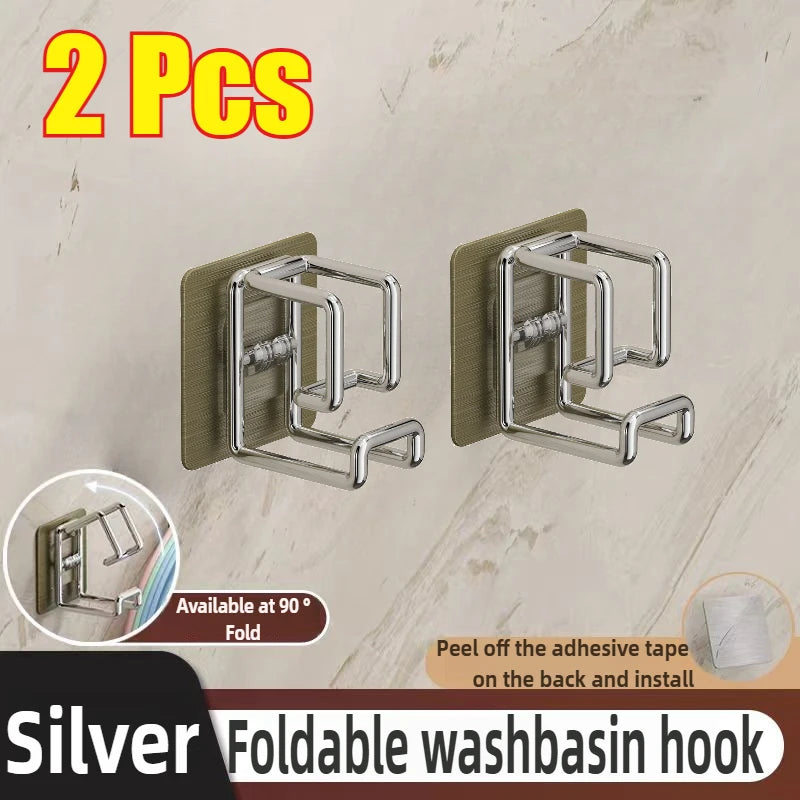 Stainless Steel Washbasin Hook Multifunction Punch-free Kitchen Bathroom Rack Basin Storage Rack Towel Hanging Holder