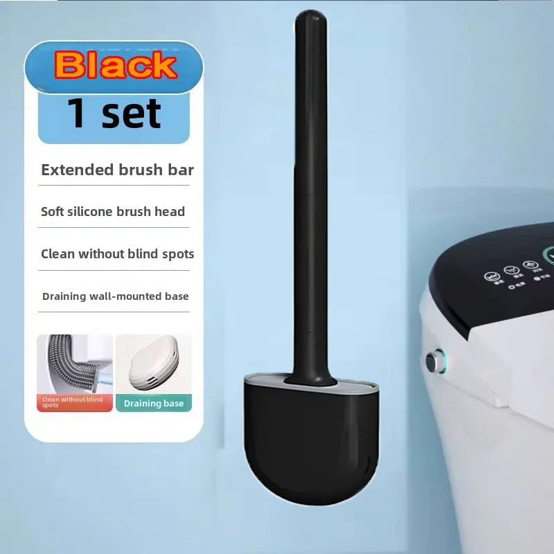 Silicone Toilet Brush Cleaner Wc for  Bathroom Cleaning Toilet Accessories Long Handle FlexibleCleaner Brush BathroomAccessories
