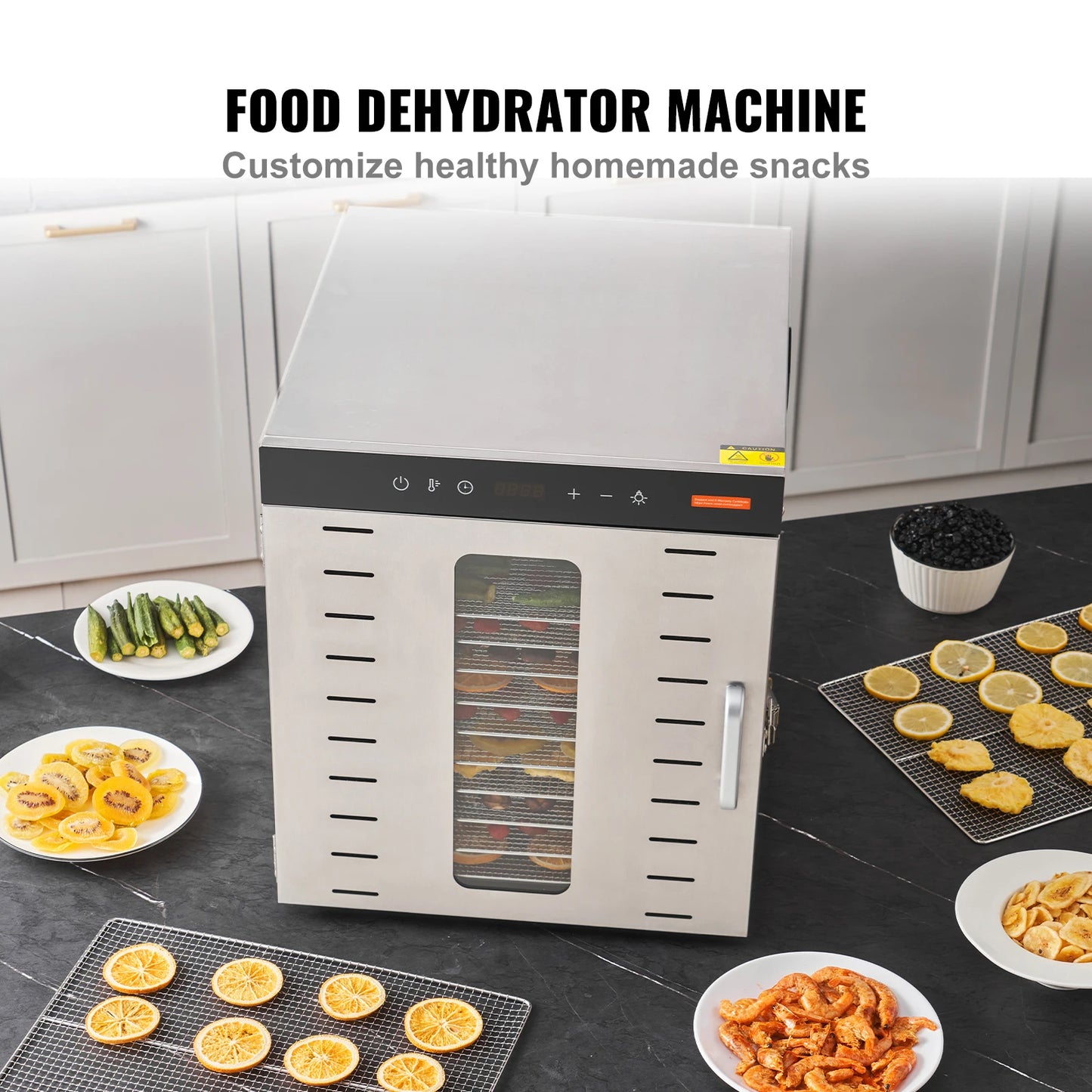 SucceBuy Food Dehydrator Machine 10 Stainless Steel Trays Electric Food Dryer with Digital Adjustable Timer & Temperature