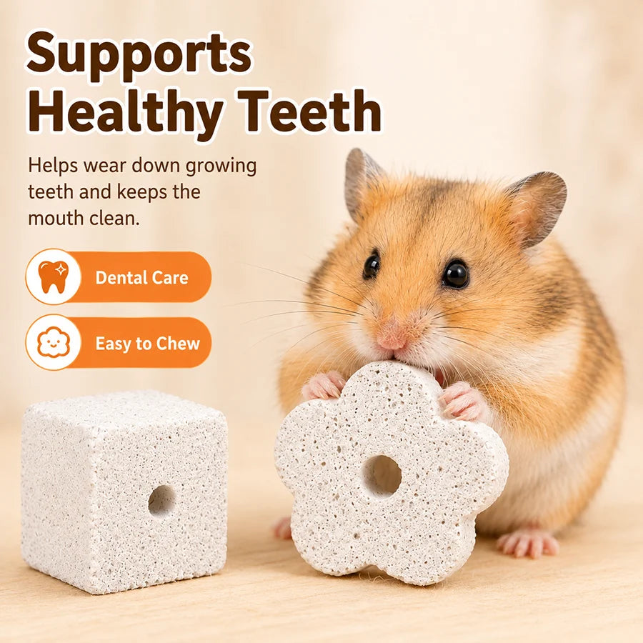 Natural Pumice Stone Chew Toy for Hamster Guinea Pig Rabbit Small Pets Teeth Grinding Block Cage Accessory Daily Dental Care