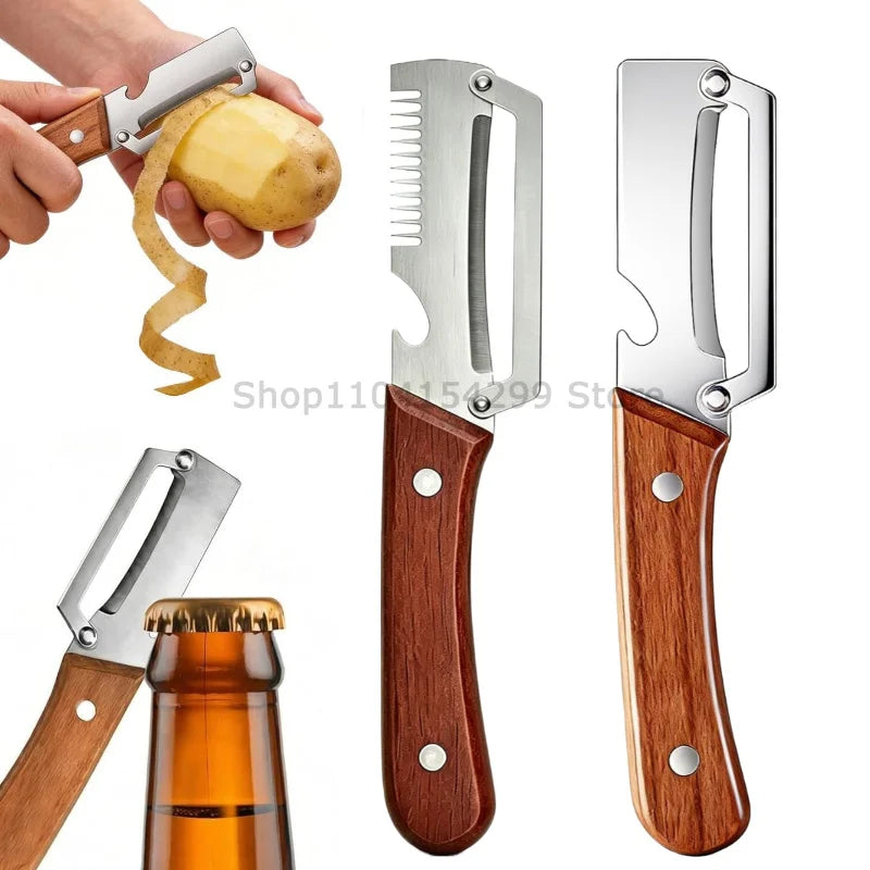 3-in-1 MultiFunction Peeler Kitchen Stainless Steel Vegetable Peeler Fruit Knife Bottle Opener Kitchen-Specific Fruit Peeler
