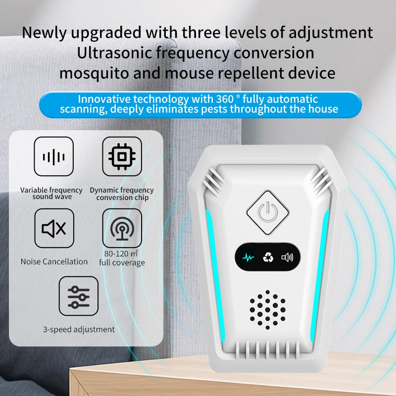 Appareil anti-moucherons électronique 2026, répulsif à ultrasons contre les chauves-souris, dispositif électronique anti-moucherons, répulsif contre les cafards et les souris pour la maison et le grenier