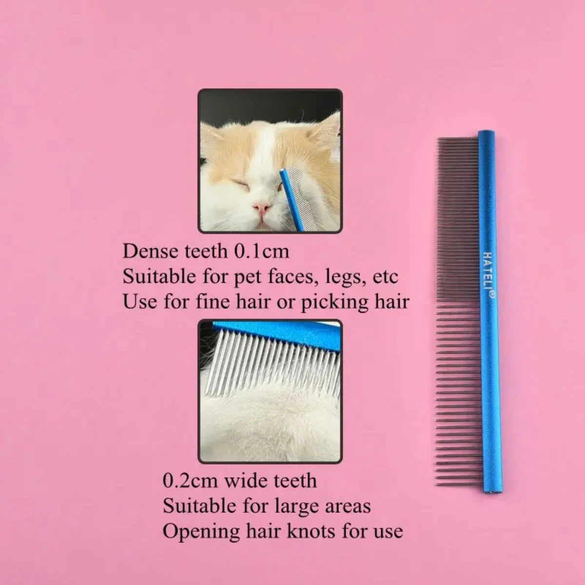 Peigne pour chien de haute qualité, peigne de toilettage de petite taille pour chiens et chats à poils longs, outil de toilettage professionnel, peigne en acier inoxydable pour salon de toilettage