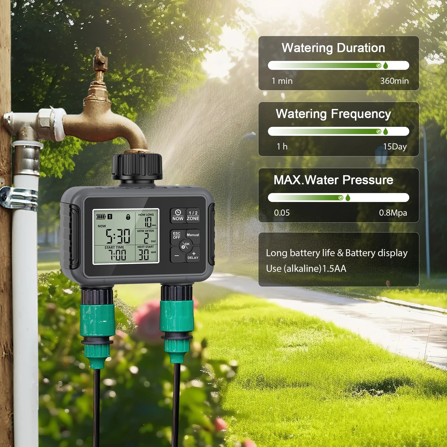 Dual Zone Independent Smart LCD Display Garden Watering Timer Atomization Spray Kit Mist Cooling System Irrigation Controllersmart garden watering timer - Quality Shopping Centre
