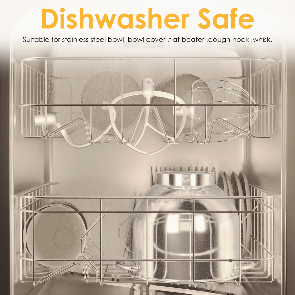 BioloMix 6-speed keukenmixer 1200W DC stille motor 6L roestvrijstalen kom met garde voor room en eieren, deeghaak voor kneden